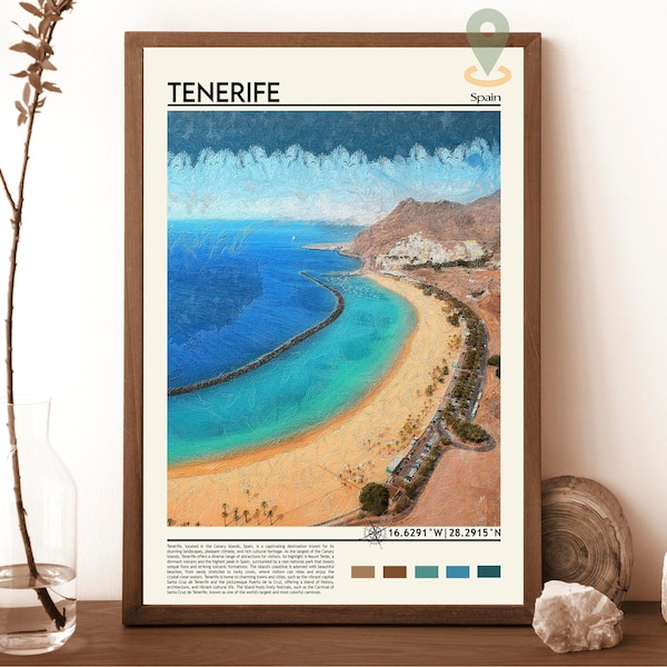Tenerife Print, Tenerife Poster, Tenerife Wall Art, Tenerife Travel print, Tenerife art print, Tenerife artwork, Canary Island Print, Spain