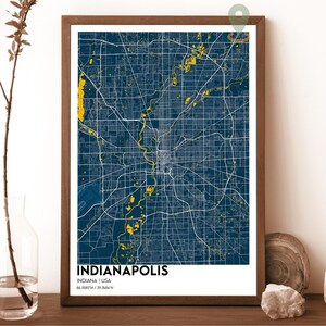 Mapa de Indianápolis, impressão de mapa de Indianápolis, mapa personalizado de Indianápolis, arte de parede de Indianápolis, cidade de Indianápolis, Indianápolis Indiana