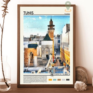 Impression Tunis, affiche vintage, art mural Tunis, affiche Tunis, photo Tunis, impression affiche Tunis, décoration murale Tunis, Tunisie, téléchargement numérique