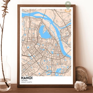 Hanoi Karte, Hanoi Karte Druck, Hanoi personalisierte Karte, Hanoi Wandkunst, Hanoi Reiseplakat, Hanoi Plakat, Hanoi Foto, Hanoi Vietnam Plakat
