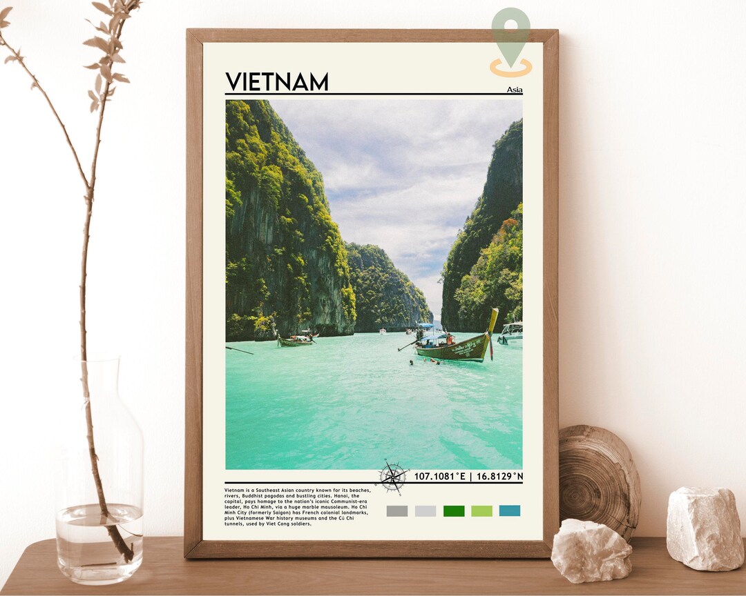 Vietnam Print, Vintage Poster, Vietnam Wall Art, Vietnam Poster