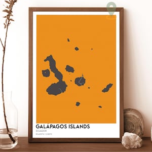 Mapa das Ilhas Galápagos, Impressão de Mapa das Ilhas Galápagos, Arte de Parede das Ilhas Galápagos, Pôster de Viagem das Ilhas Galápagos, Pôster das Ilhas Galápagos
