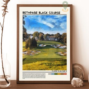 Bethpage Black Course-afdruk, Bethpage Black-baankaart, Bethpage Black-baanposter, Bethpage Black-golfbaan, Bethpage Black-baan