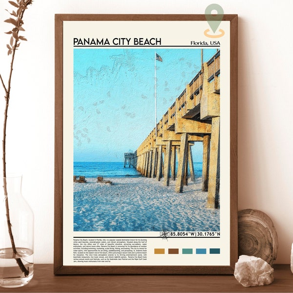 Panama City Beach Travel Poster, Panama City Beach Wall Art, Panama City Beach Poster Print, Panama City Beach Photo, Panama City Decor