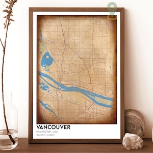 Vancouver Karte, Vancouver Karte Druck, Vancouver personalisierte Karte, Vancouver Wandkunst, Vancouver Reiseplakat, Vancouver Washington Plakat