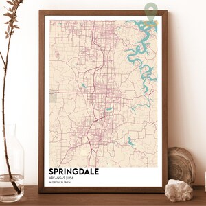 Springdale Map, Springdale Map Print, Springdale Personalized Map, Springdale city, Springdale Travel Poster, Springdale Arkansas poster
