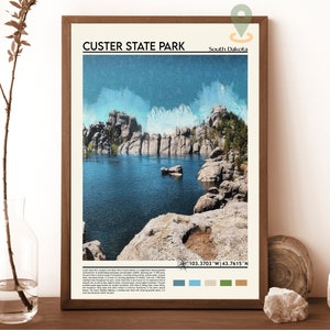 Impresión del Parque Estatal Custer, Póster del Parque Estatal Custer, Arte Mural del Parque Estatal Custer, Impresión de Viaje al Parque Estatal Custer, Impresión Artística del Parque Estatal Custer