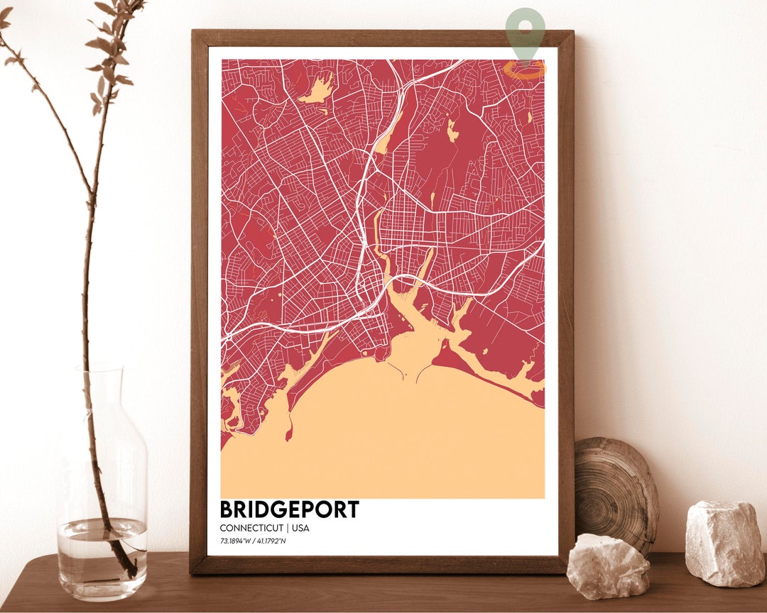 Bridgeport Map, Bridgeport Map Print, Bridgeport Personalized Map ...