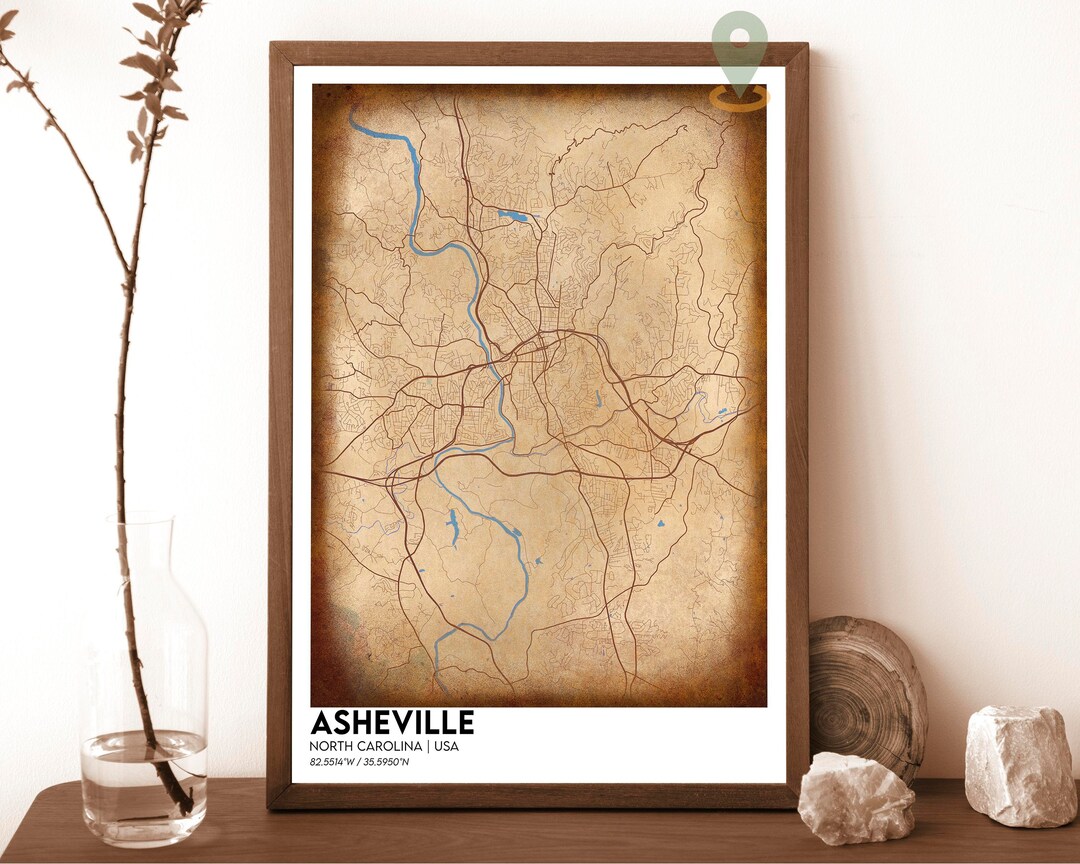 Asheville Map, Asheville Map Print, Asheville Personalized Map