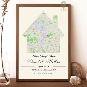 Regalo per la nuova casa, regalo di inaugurazione della casa per coppia, mappa della nuova casa, idea regalo per la prima casa, la nostra prima casa, regalo personalizzato per agente immobiliare, inaugurazione della casa