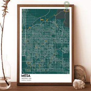 Carte Mesa, impression de carte Mesa, carte personnalisée Mesa, art mural Mesa, affiche de voyage Mesa, affiche Mesa, photo Mesa, affiche Mesa Arizona