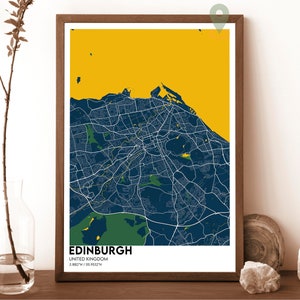 Carte d'Édimbourg, impression de carte d'Édimbourg, carte personnalisée d'Édimbourg, art mural Édimbourg, affiche de voyage d'Édimbourg, affiche d'Édimbourg, art de l'Écosse