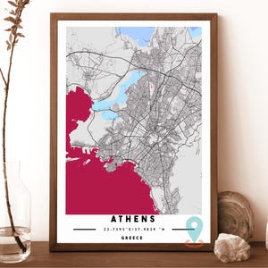 Athen Karte, Athen Karte Druck, Athen Wandkunst, Athen Reiseplakat, Athen Plakat, Athen Foto, Athen Stadtplan, Athen Griechenland Karte