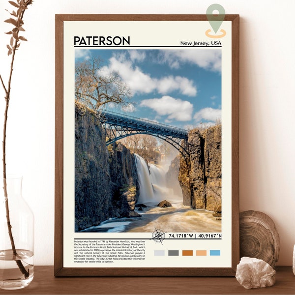 Paterson Print, Paterson Poster, Paterson city Wall Art, Paterson Travel, Paterson art print, Paterson artwork, Paterson New Jersey print