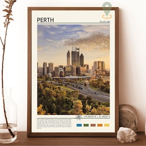 Perth Print, Perth Art, Perth Poster, Perth Photo, Perth Poster Print, Perth painting, Australia Travel poster, Perth Wall Art, Perth city