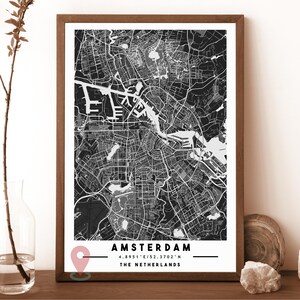 Mapa de Amsterdã, Impressão de Mapa de Amsterdã, Arte de Parede de Amsterdã, Pôster de Viagem de Amsterdã, Pôster de Amsterdã, Foto de Amsterdã, Amsterdã, Holanda
