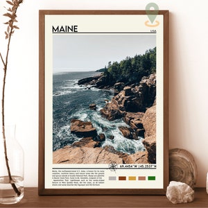 Maine Print, Vintage poster, Maine Wall Art, Maine Poster, Maine Photo, Maine Poster Print, Maine Wall Decor, United states Print, Maine Map