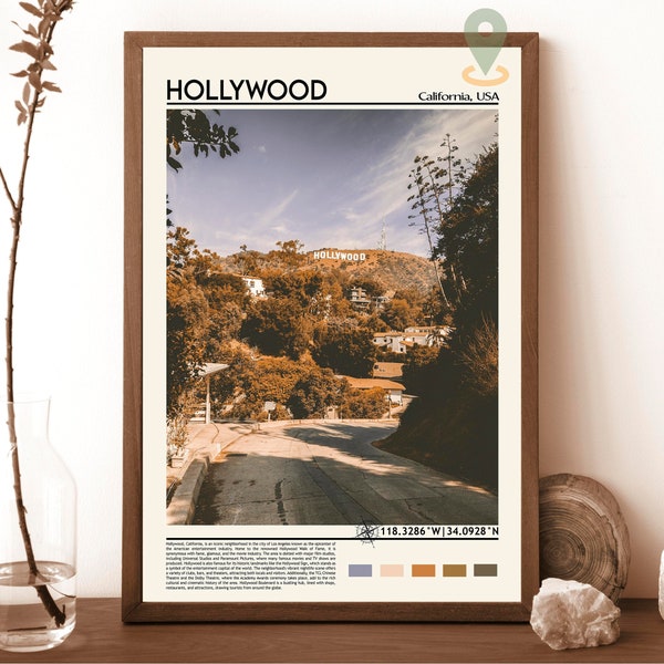 Hollywood Print, Hollywood Poster, Hollywood Wall Art, Hollywood Travel, Hollywood art print, Hollywood artwork, Hollywood Photo, California