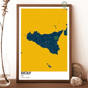 Mapa da Sicília, Impressão de Mapa da Sicília, Arte de Parede da Sicília, Pôster de Viagem da Sicília, Pôster da Sicília, Foto da Sicília, Mapa da Cidade da Sicília, Pôster da Sicília Itália