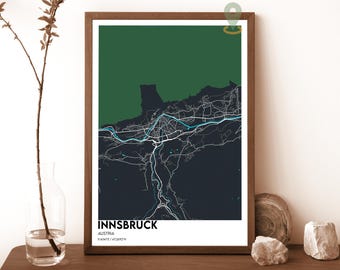 Mapa de Innsbruck, Impresión de mapa de Innsbruck, Arte mural de Innsbruck, Póster de viaje de Innsbruck, Póster de Innsbruck, Foto de Innsbruck, Innsbruck Austria