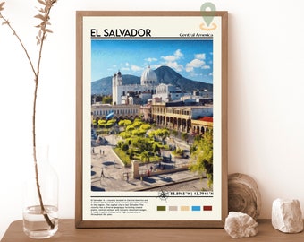 El Salvador Print, Vintage poster, El Salvador Art, El Salvador Poster, El Salvador Photo, El Salvador Poster Print, San Salvador poster