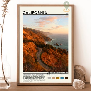 ビンテージ カリフォルニア ポスター、カリフォルニア プリント、カリフォルニア ウォール アート、カリフォルニア ポスター、カリフォルニア フォト、カリフォルニア ポスター アート、カリフォルニア マップ