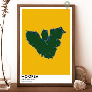 Mapa de Moorea, Impresión de mapa de Moorea, Arte mural de Moorea, Póster de viaje de Moorea, Póster de Moorea, Foto de Moorea, Mapa de la ciudad de Moorea, Moorea Polinesia Francesa