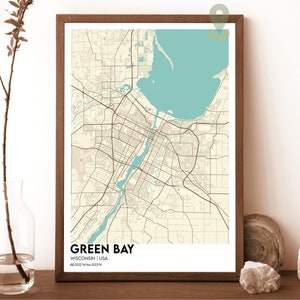 Green Bay Karte, Green Bay Karte Druck, Green Bay personalisierte Karte, Green Bay Wandkunst, Green Bay Reiseplakat, Green Bay Wisconsin