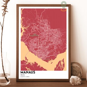 Manaus Karte, Manaus Kartendruck, Manaus personalisierte Karte, Manaus Wandkunst, Manaus Reiseplakat, Manaus Plakat, Manaus Foto, Manaus Brasilien Kunst
