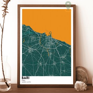 Bari Karte, Bari Karte Druck, Bari personalisierte Karte, Bari Wandkunst, Bari Reiseplakat, Bari Plakat, Bari Foto, Bari Italien Plakatdruck