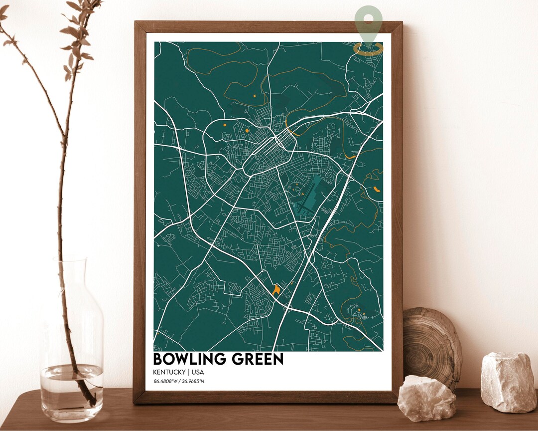 Bowling Green City Map, Bowling Green Map Print, Bowling Green