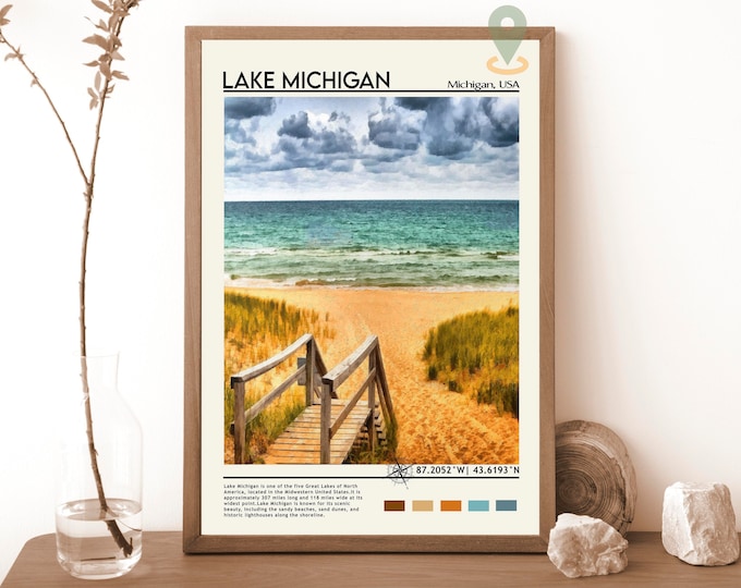 Lake Michigan Print, Lake Michigan Art, Lake Michigan Poster, Lake Michigan Photo, Lake Michigan painting, Lake Michigan Travel poster