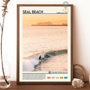 Seal Beach Travel Poster, Seal Beach Wall Art, Seal Beach Poster Print, Seal Beach Photo, Seal Beach Decor, California, USA