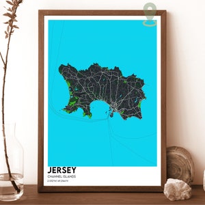 Kaart van Jersey Channel Islands, kaart van Jersey Channel Islands, gepersonaliseerde kaart van Jersey Channel Islands, gepersonaliseerde kaart van Jersey Channel Islands, kunst aan de muur