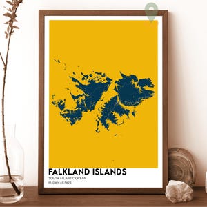 Falkland-Inseln Karte, Falkland-Inseln Karte Druck, Falkland-Inseln Wandkunst, Falkland-Inseln Reiseplakat, Falkland-Inseln Poster