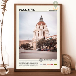Impression Pasadena, Pasadena Art, photo Pasadena, impression d'affiche de Pasadena, peinture de Pasadena, affiche de Californie, oeuvre d'art de Pasadena, cadeau Pasadena