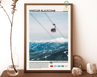 Ski Whistler Print Poster - Skiing Art - British Columbia Canada - Skiers, Whistler Blackcomb Print, Whistler Blackcomb Poster, Canada ski