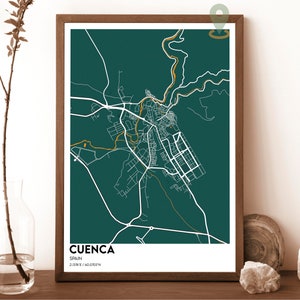 Mapa de Cuenca, Impresión de mapa de Cuenca, Mapa personalizado de Cuenca, Arte mural de Cuenca, Póster de viaje de Cuenca, Póster de Cuenca, Foto de Cuenca, Mapa de Cuenca España