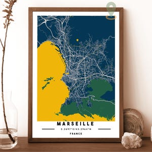 Marseille Karte, Marseille Karte Drucken, Marseille Wandkunst, Marseille Reiseplakat, Marseille Plakat, Marseille Foto, Marseille Stadt Frankreich