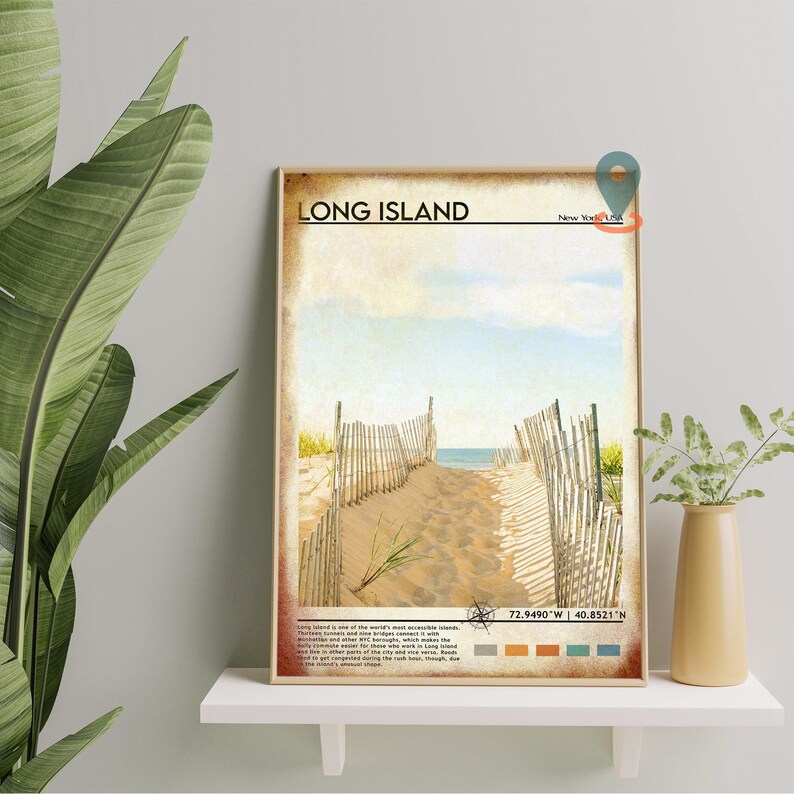 Long Island Print Vintage Poster Print Long Island Wall Art Etsy
