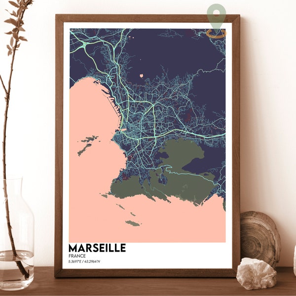 Marseille Map , Marseille Map Print, Marseille city Map, Marseille Wall Art, Marseille Travel Poster, Marseille poster, Marseille France art