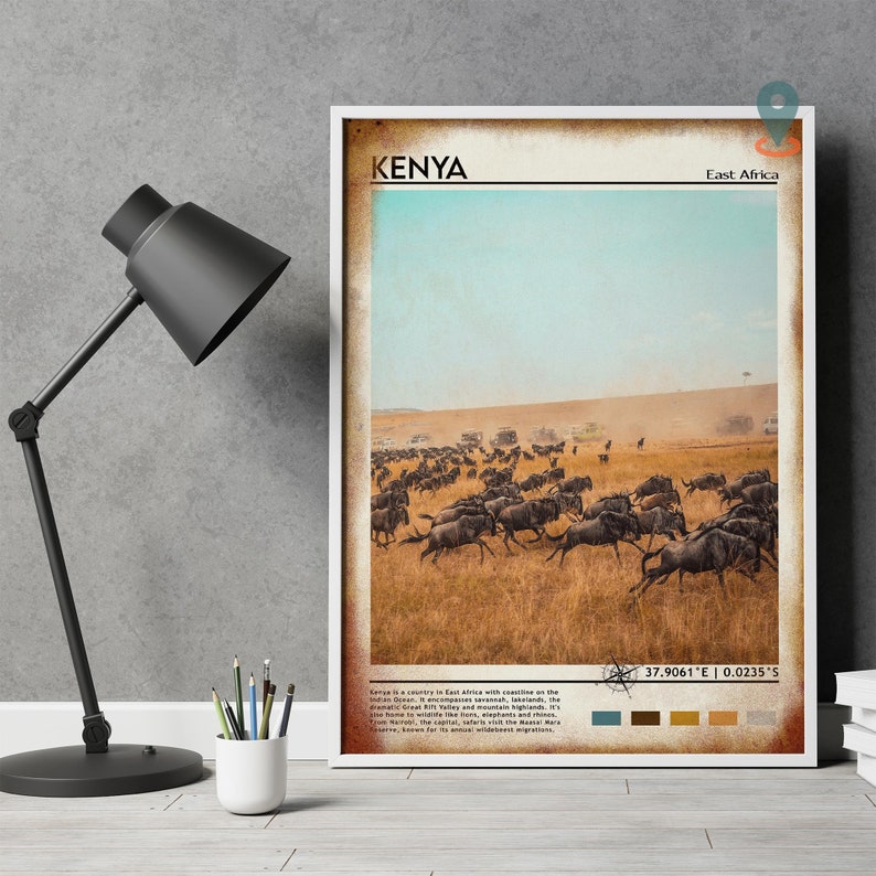 Kenya Print, Vintage poster, Kenya Art, Kenya Poster, Kenya Photo, Kenya Poster Print, Kenya Wall Decor, Nairobi poster, Travel gift image 4