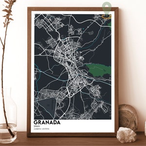 Grenada Karte, Grenada Karte Druck, GrenadIEN personalisierte Karte, Grenada Wandkunst, Grenada Reiseplakat, Grenada Stadtplakat, Spanien Plakat