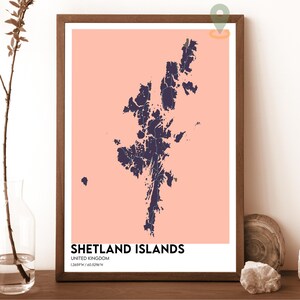 Shetlandinseln Karte, Shetlandinseln Karte, Wandkunst, Shetlandinseln Reiseplakat, Shetlandinseln Poster