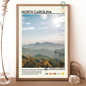 North Carolina Reiseplakat, Nordcarolina Druck, Nordcarolina Wandkunst, Nordcarolina Vintage Poster, Nordcarolina Foto
