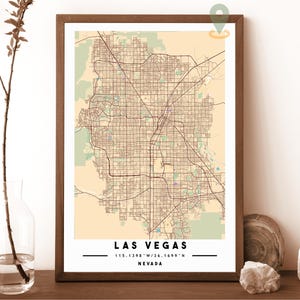 Carte de Las Vegas, impression de carte de Las Vegas, art mural Las Vegas, affiche de voyage de Las Vegas, affiche de Las Vegas, photo de Las Vegas, ville de Las Vegas Nevada
