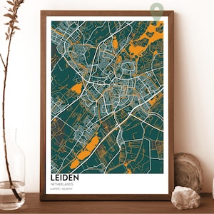 Leiden Karte, Leiden Karte Druck, Leiden Wandkunst, Leiden Reiseplakat, Leiden Plakat, Leiden Foto, Leiden Stadtplan, Leiden Niederlande