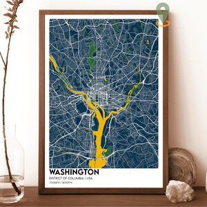 Washington DC Karte, Washington DC Karte, Washington DC Druck, Washington DC Karte, Washington DC Karte, Washington USA Reise Poster,