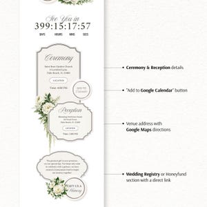 Sage Green & Ivory Garden Rose Wedding Website Template with RSVP | Editable Canva Digital Invitation (Instant Download) image 7