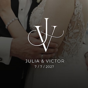 Signature Style Monogram Logo, Custom Couple Initials, Minimal Script Logo for Save the Date, Wedding Stationery, Bridal Details